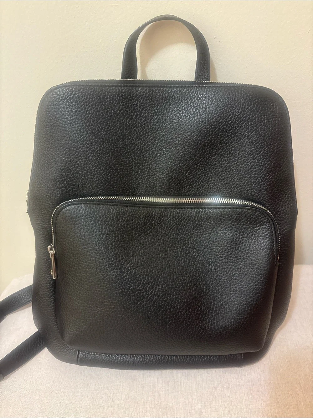 Quince Black Pebbled Italian Leather Backpack